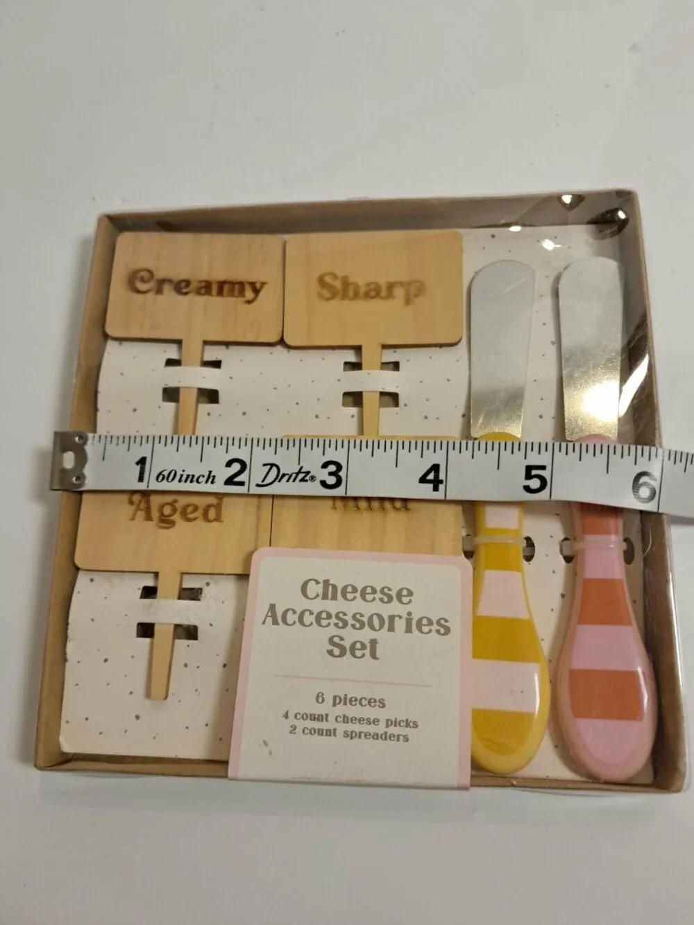 Colorful 6-Piece Cheese Board & Charcuterie Accessories Set